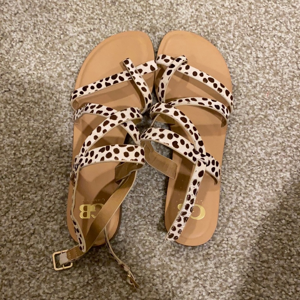 Strappy, animal print sandals